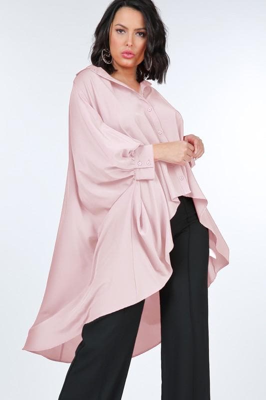 CQ by CQ - High Low Oversize Boxy Shirt- Anicoletta's Boutique | Fashion Forward Luxury Women's Clothing