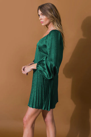 The Emerald Satin Mini Dress- Anicoletta's Boutique | Fashion Forward Luxury Women's Clothing