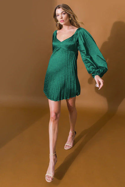 The Emerald Satin Mini Dress- Anicoletta's Boutique | Fashion Forward Luxury Women's Clothing