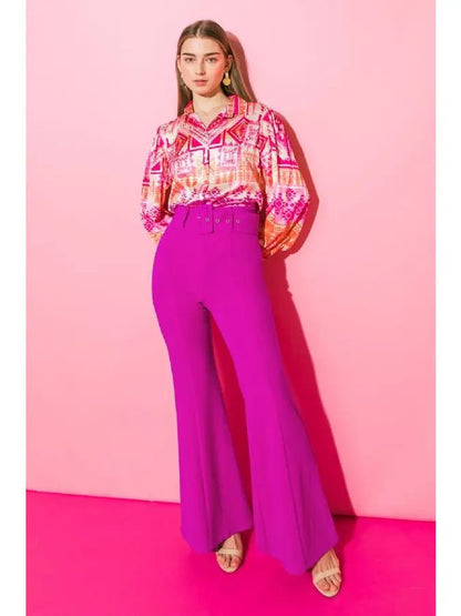 The Countdown the Hours Woven Flared Pants- Anicoletta's Boutique | Fashion Forward Luxury Women's Clothing