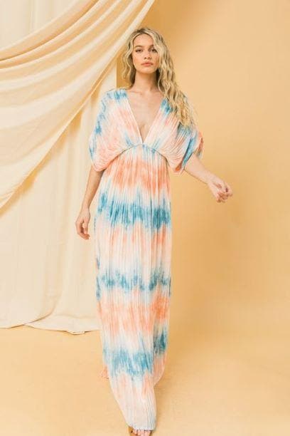 Printed Pleated Woven Maxi Dress- Anicoletta's Boutique | Fashion Forward Luxury Women's Clothing
