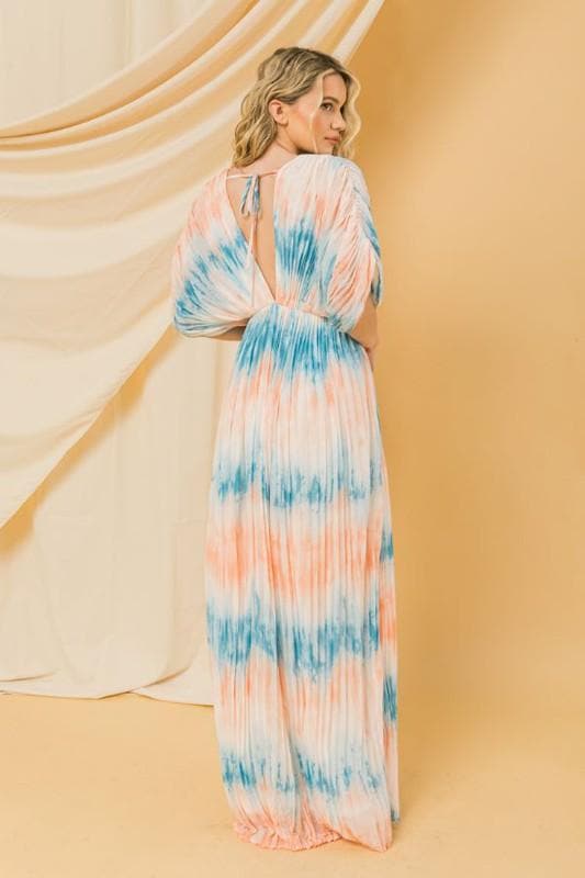 Printed Pleated Woven Maxi Dress- Anicoletta's Boutique | Fashion Forward Luxury Women's Clothing