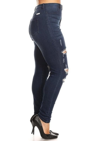 Plus Size - Anicoletta's Dark Blue - High Rise Skinny Jeans- Anicoletta's Boutique | Fashion Forward Luxury Women's Clothing