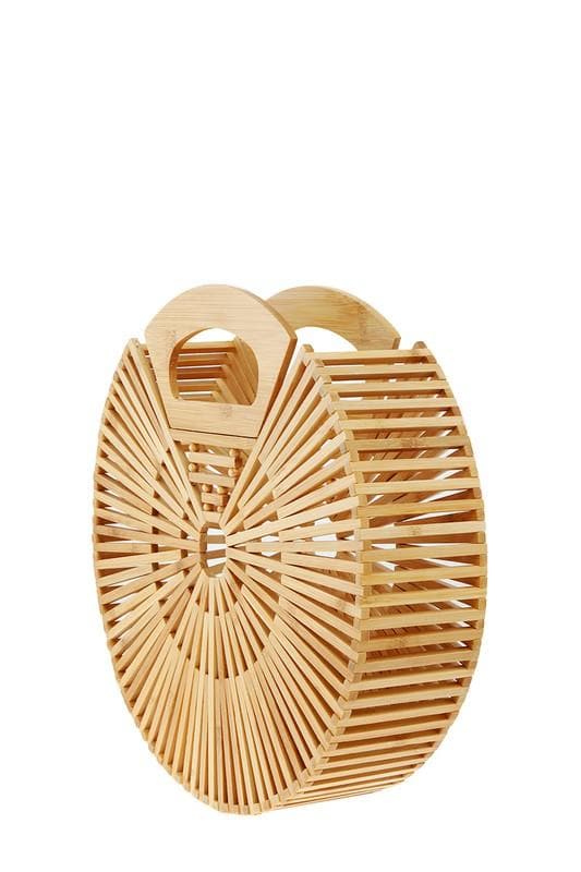 Natural Bamboo Ark Hand Round Clutch- Anicoletta's Boutique | Fashion Forward Luxury Women's Clothing