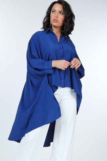 CQ by CQ - High Low Oversize Boxy Shirt- Anicoletta's Boutique | Fashion Forward Luxury Women's Clothing