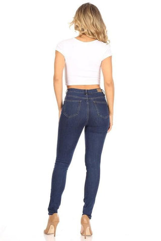 Skinny Denim Jeans with Five Button Closure- Anicoletta's Boutique | Fashion Forward Luxury Women's Clothing