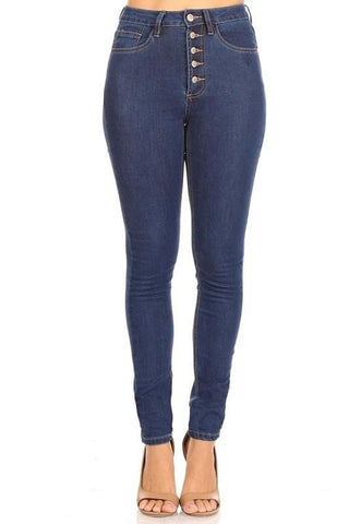 Skinny Denim Jeans with Five Button Closure- Anicoletta's Boutique | Fashion Forward Luxury Women's Clothing