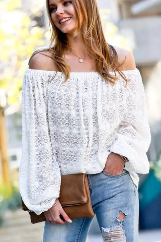 The Anicoletta's Off Shoulder Lace Blouse- Anicoletta's Boutique | Fashion Forward Luxury Women's Clothing