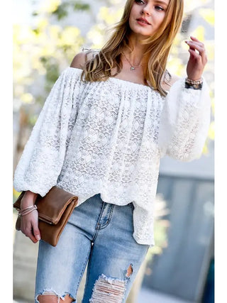 The Anicoletta's Off Shoulder Lace Blouse- Anicoletta's Boutique | Fashion Forward Luxury Women's Clothing