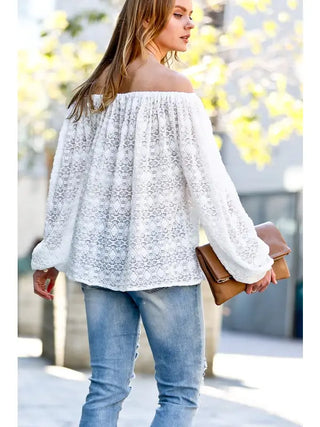 The Anicoletta's Off Shoulder Lace Blouse- Anicoletta's Boutique | Fashion Forward Luxury Women's Clothing