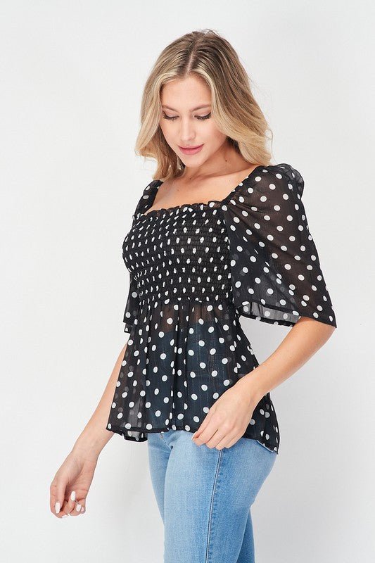 The Anicoletta's Polka-Dots Blouse- Anicoletta's Boutique | Fashion Forward Luxury Women's Clothing
