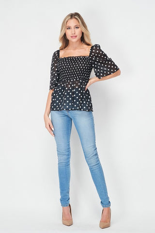 Anicoletta's Polka-Dot Top- Anicoletta's Boutique | Fashion Forward Luxury Women's Clothing