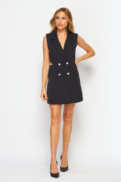 The Gabriella Blazer Button Romper- Anicoletta's Boutique | Fashion Forward Luxury Women's Clothing