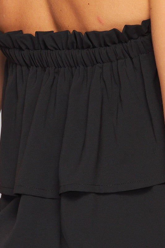 The Black Retro Ruffle Jumpsuit- Anicoletta's Boutique | Fashion Forward Luxury Women's Clothing