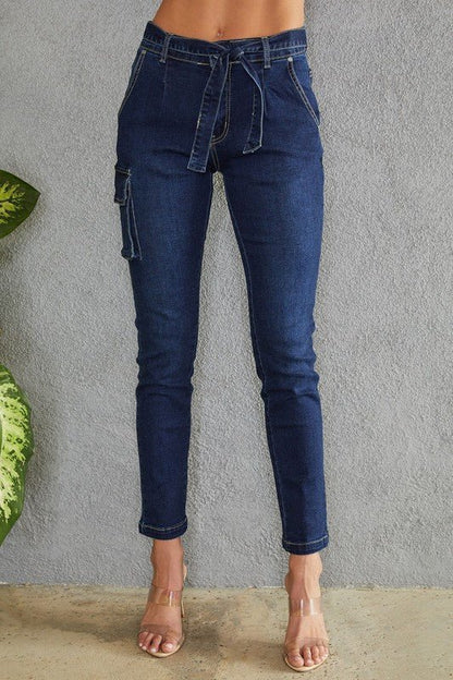 The Venti6 Denim Cargo Pants- Anicoletta's Boutique | Fashion Forward Luxury Women's Clothing