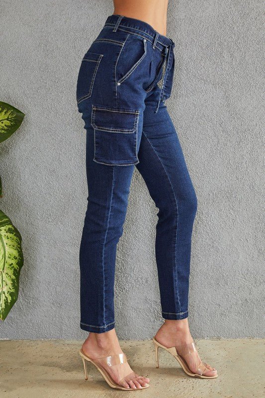 The Venti6 Denim Cargo Pants- Anicoletta's Boutique | Fashion Forward Luxury Women's Clothing