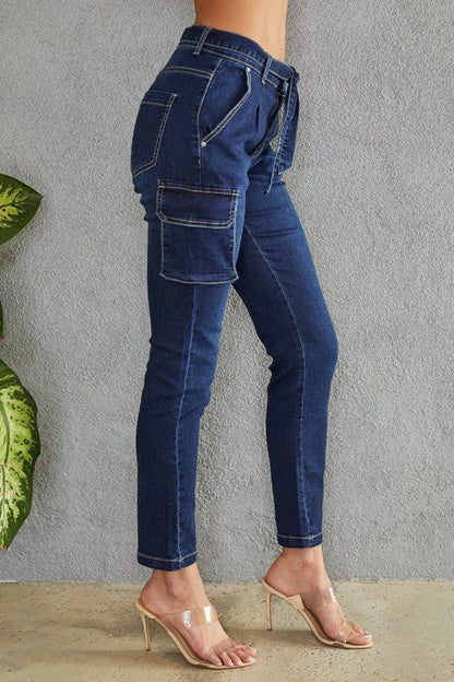 The Venti6 Denim Cargo Pants- Anicoletta's Boutique | Fashion Forward Luxury Women's Clothing