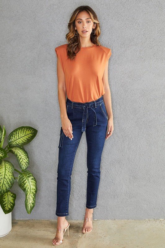 The Venti6 Denim Cargo Pants- Anicoletta's Boutique | Fashion Forward Luxury Women's Clothing