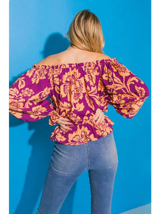 The Purple Queen Off Shoulder Blouse- Anicoletta's Boutique | Fashion Forward Luxury Women's Clothing