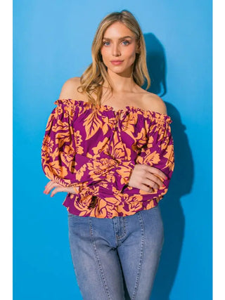 The Purple Queen Off Shoulder Blouse- Anicoletta's Boutique | Fashion Forward Luxury Women's Clothing