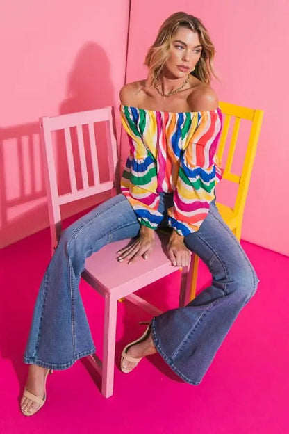 The Dancing Stripes Blouse- Anicoletta's Boutique | Fashion Forward Luxury Women's Clothing