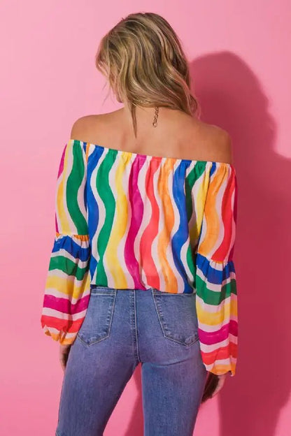 The Dancing Stripes Blouse- Anicoletta's Boutique | Fashion Forward Luxury Women's Clothing