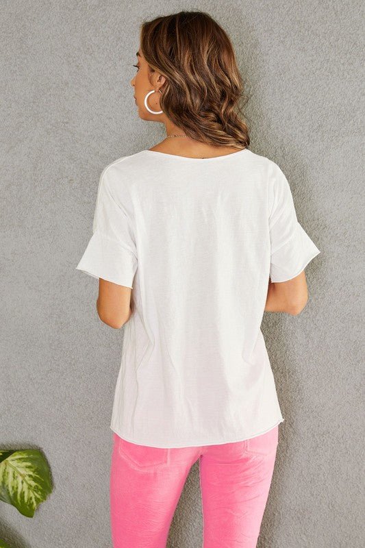 The Glitter Heart Print Cotton Top- Anicoletta's Boutique | Fashion Forward Luxury Women's Clothing