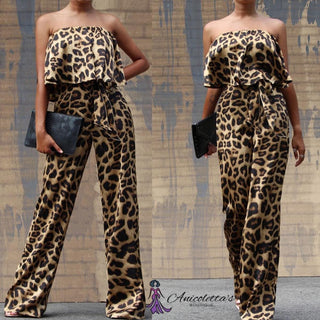 The Strapless Leopard Print Jumpsuit- Anicoletta's Boutique | Fashion Forward Luxury Women's Clothing