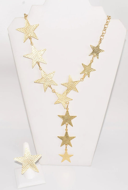 Gold Star Necklace and Ring Turkish Set- Anicoletta's Boutique | Fashion Forward Luxury Women's Clothing