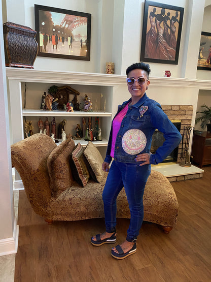 Anicoletta’s Happy Face Denim Jacket- Anicoletta's Boutique | Fashion Forward Luxury Women's Clothing
