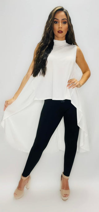 Sleeveless Hi-Low Top- Anicoletta's Boutique | Fashion Forward Luxury Women's Clothing