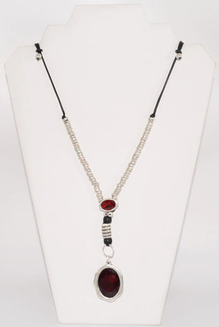 The Silver Red Stone Turkish Necklace- Anicoletta's Boutique | Fashion Forward Luxury Women's Clothing