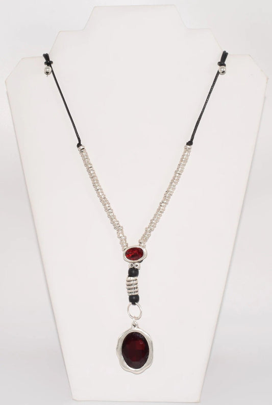 The Silver Red Stone Turkish Necklace- Anicoletta's Boutique | Fashion Forward Luxury Women's Clothing
