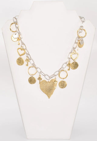 Two Tone Heart Turkish Necklace- Anicoletta's Boutique | Fashion Forward Luxury Women's Clothing