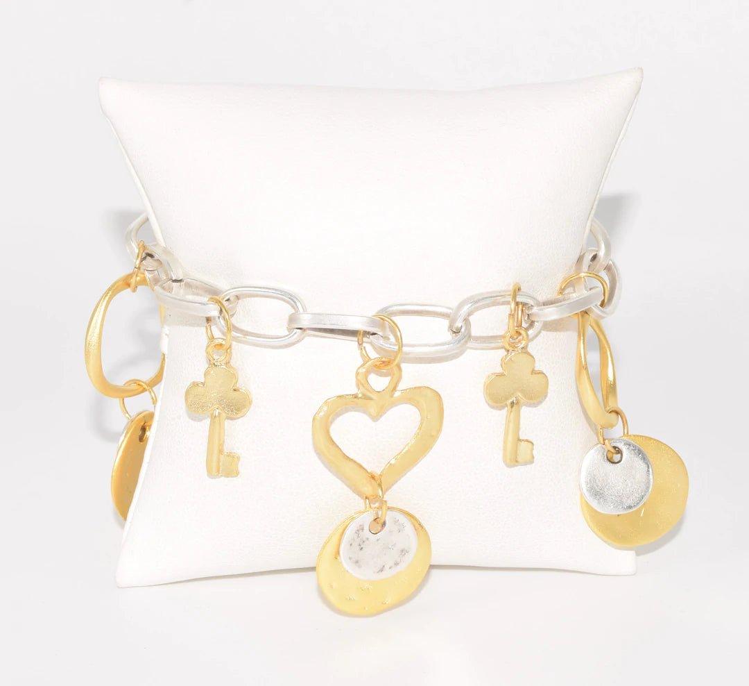Two Tone Heart Turkish Bracelet- Anicoletta's Boutique | Fashion Forward Luxury Women's Clothing