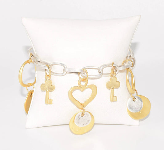 Two Tone Heart Turkish Bracelet- Anicoletta's Boutique | Fashion Forward Luxury Women's Clothing
