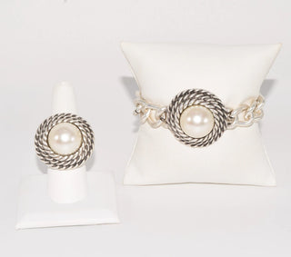 Silver Pearl Bracelet & Ring Turkish Set- Anicoletta's Boutique | Fashion Forward Luxury Women's Clothing