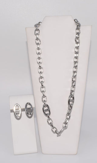 Stainless Steel Necklace and Earrings Set- Anicoletta's Boutique | Fashion Forward Luxury Women's Clothing