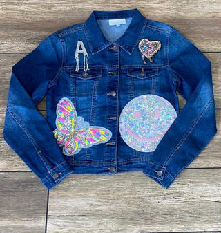 Anicoletta’s Happy Face Denim Jacket- Anicoletta's Boutique | Fashion Forward Luxury Women's Clothing