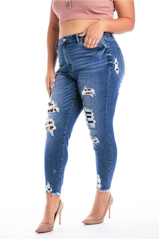 Kan Can Patched Ankle Skinny Jeans- Anicoletta's Boutique | Fashion Forward Luxury Women's Clothing