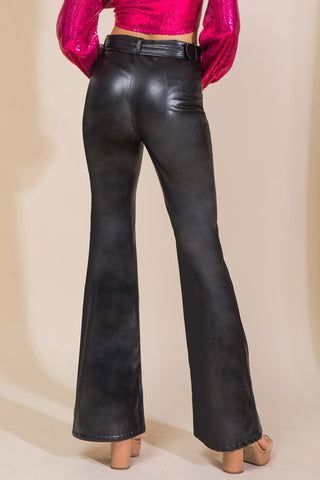 Faux Leather Flare Pants- Anicoletta's Boutique | Fashion Forward Luxury Women's Clothing