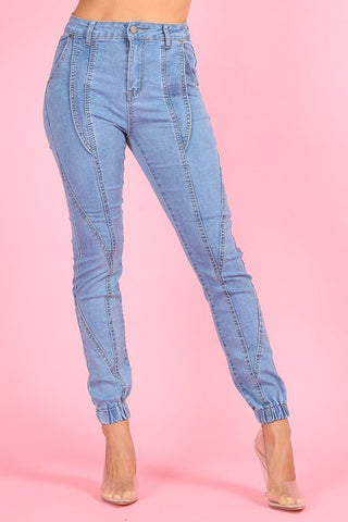 Light Denim High Waisted Jeans- Anicoletta's Boutique | Fashion Forward Luxury Women's Clothing