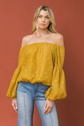 Textured Off Shoulder Woven Top- Anicoletta's Boutique | Fashion Forward Luxury Women's Clothing