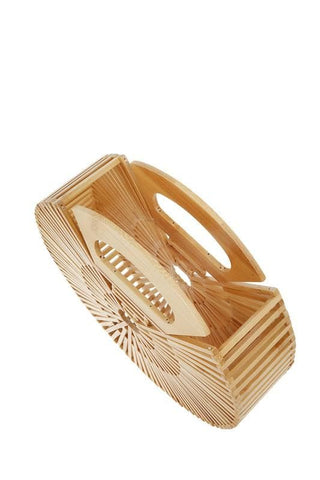 Natural Bamboo Ark Hand Round Clutch- Anicoletta's Boutique | Fashion Forward Luxury Women's Clothing