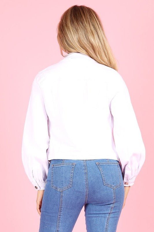 Anicoletta's White Denim Jacket- Anicoletta's Boutique | Fashion Forward Luxury Women's Clothing