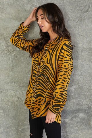 The Zebra Button Down Blouse- Anicoletta's Boutique | Fashion Forward Luxury Women's Clothing